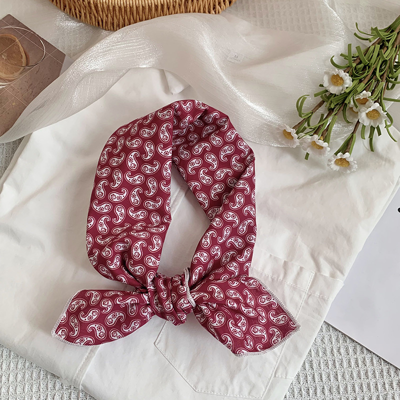 2025 versión coreana de la pequeña bufanda de seda femenina primavera y otoño temperamento salvaje 58CM algodón pequeño cuadrado bufanda pequeña decorativa bufanda pequeña bufanda pequeña