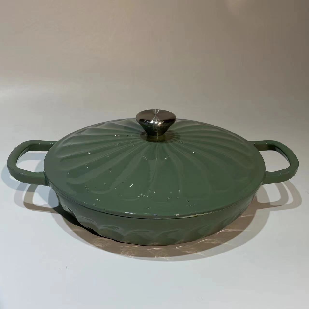 회오리콩 그린 내부 흰색 해물 냄비 26x6.5cm