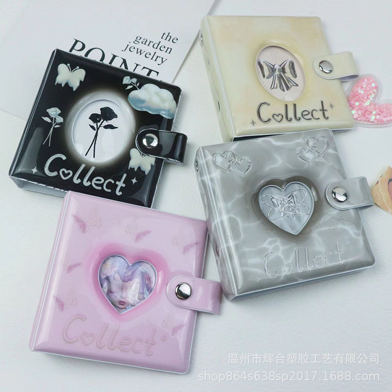 Factory spot PVC loose-leaf single card book love hollow mini goo card hand account book shell Korea star chasing