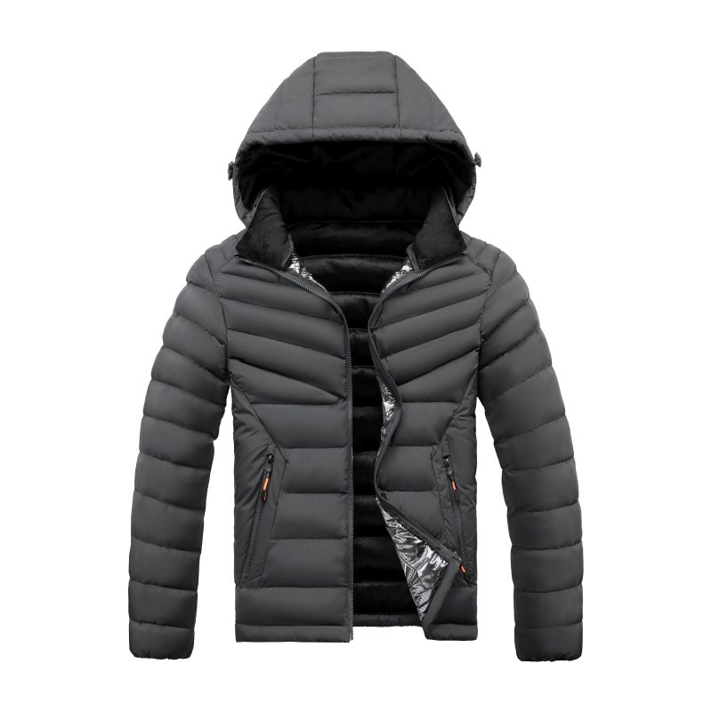 Cross-border 50d alta costilla elástica ropa de los hombres de lana forrada engrosada Chaqueta de algodón con capucha de algodón raqueta de algodón europeo y americano Comercio exterior al por mayor