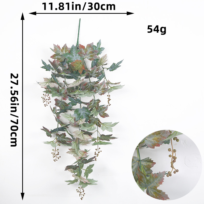 Simulación transfronteriza bayas hojas de arce colgadas en la pared amor puerto otoño Día de Acción de Gracias vid decoración ventana colgando atmósfera de vacaciones