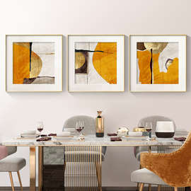餐厅装饰画时尚抽象高档墙挂画客厅大气壁画背景现代简约轻奢橙色