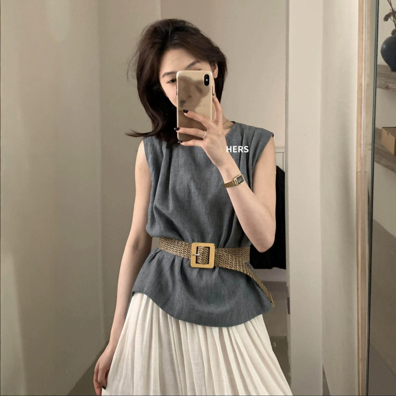 Hers Sweet Cotton Linen Breathable Pleated Vest 2026 Summer Loose Age-Reducing Sleeveless Top 20666 Hers Sweet Cotton Linen Breathable Pleated Vest 2026 Summer Loose Age-Reducing Sleeveless Top 20666
