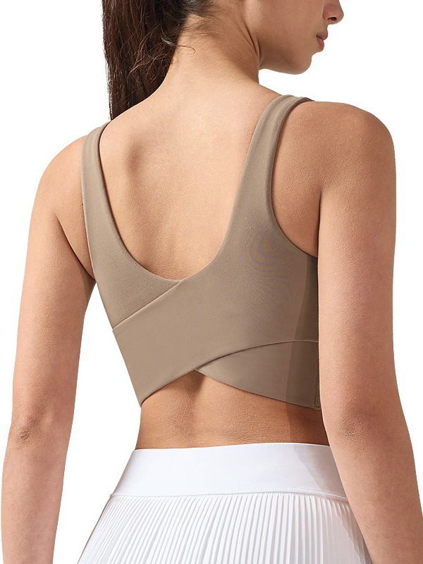 Lulu ropa interior deportiva cruzada mujer Lycra sujetador de fitness a prueba de golpes de alta elasticidad transpirable chaleco de yoga de secado rápido bra