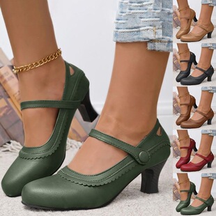 P 61052 Retro Round Toe Mary Jane Shoes �͹Ŭ�����Ь �羳��