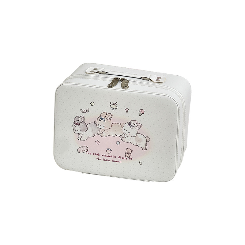 Nueva bolsa de cosméticos portátil con espejo linda caja de almacenamiento de productos para el cuidado de la piel portátil impermeable de gran capacidad y alto valor