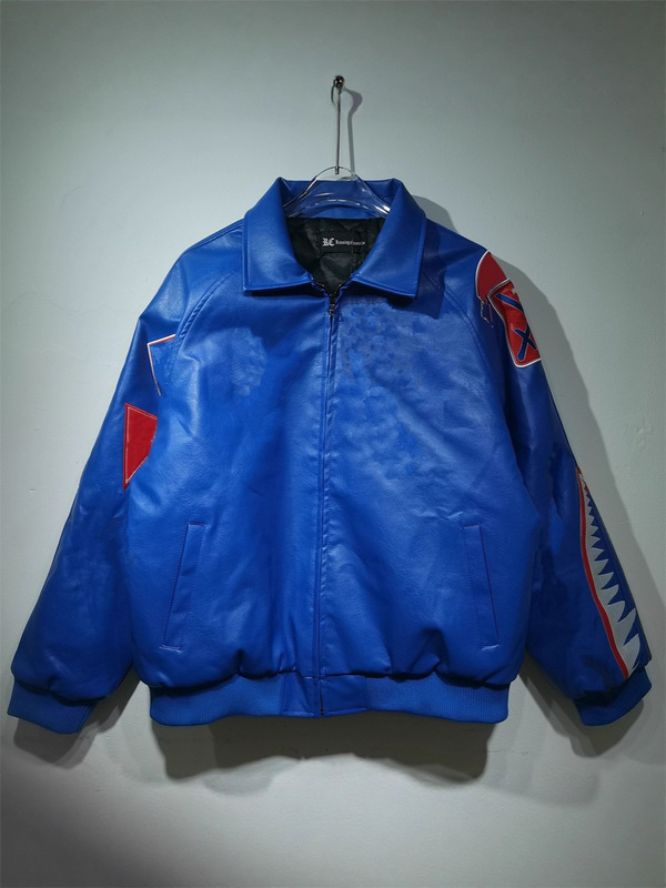 跨境美潮原创设计加工美式宽松版型皮衣机车服重工刺绣男女同款潮|undefined