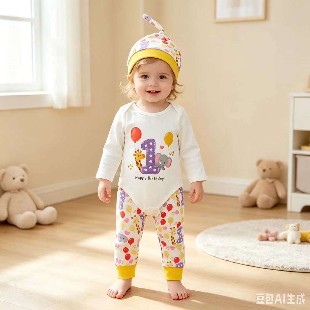 2026童装春秋新款男女婴幼儿长袖三角套装爬服连体衣可爱娃衣