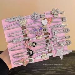 韓国風甘い輝くダイヤモンドヘアピンマルチスタイル蝶雪片花ラブサイドクリップパールカラーダイヤモンド