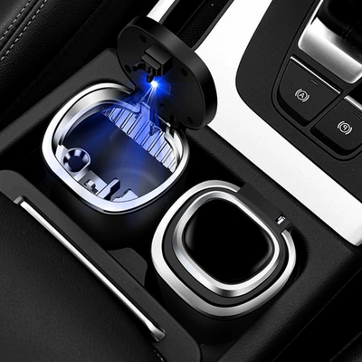 Convenient Car Ashtray, High-End Hanging Invisible Car Led Light with Cover, Creative Stylish (Car ashtray) - without-label-metal-liner