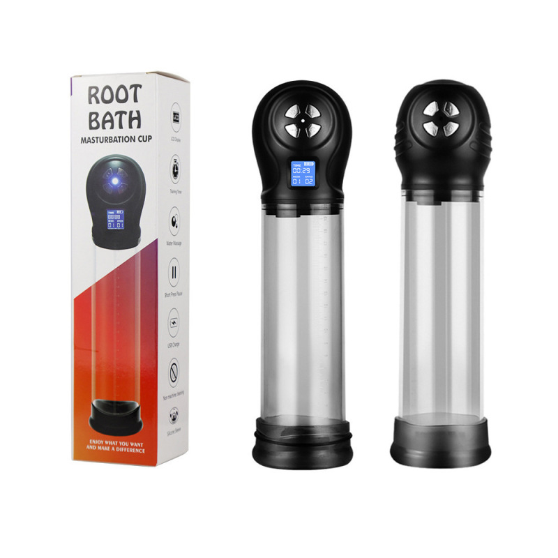Men's aircraft Cup penis exerciser LCD negative pressure display booster vacuum air pump booster sex toy