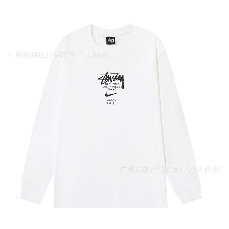オリジナルラベルクロスボーダー新しいトレンディなブランド stu ツアークラシックレタープリントラウンドネック長袖 Tシャツドロップシッピング|undefined