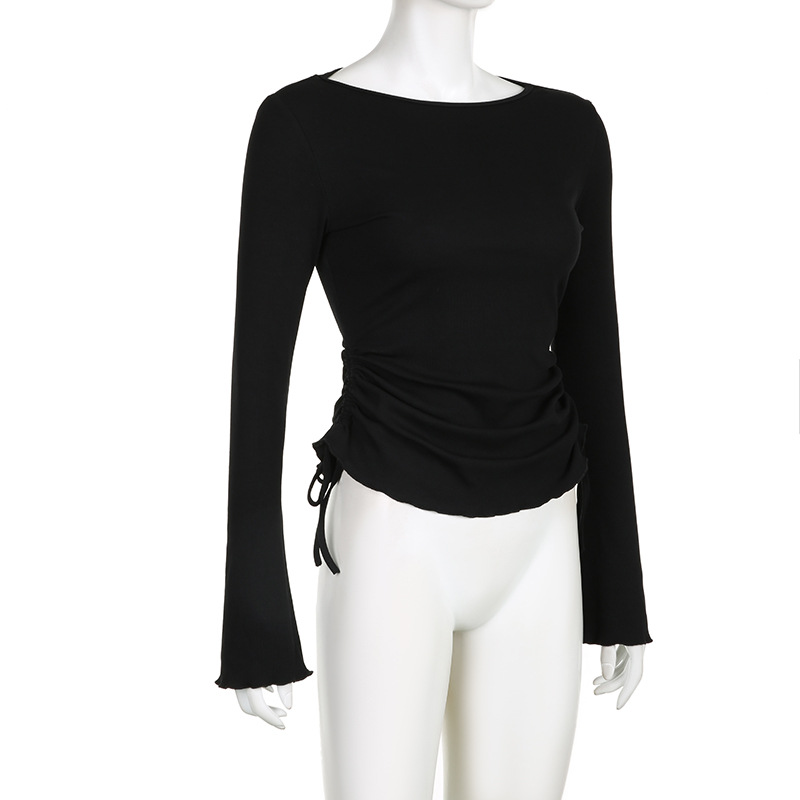 Pleated lPleated long-sleeved base shirong-sleeved base shirt