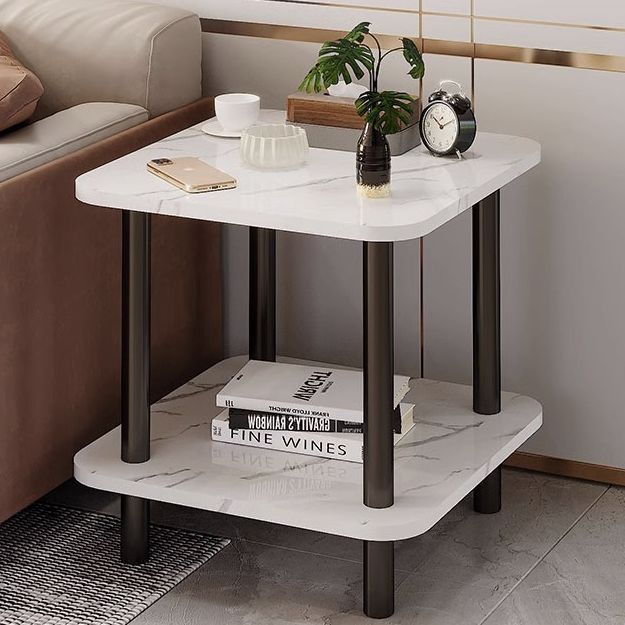 Sofa Side Table, Small Coffee Table, Corner Table, Small Table for Living Room, Bedroom, Bedside, Small Square Table, Storage Rack, Multi-Functional