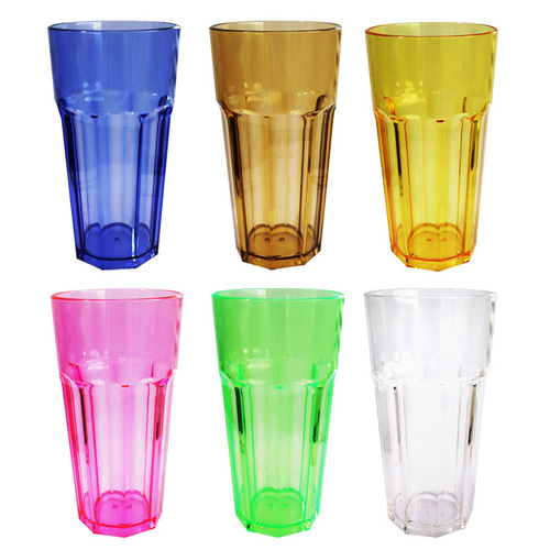 PC acrylic color water cup juice cup beverage cup heat-resistant octagonal Roman cup mouthwash cup plastic beer cup