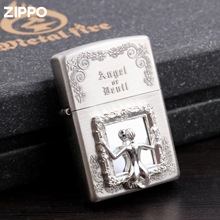 ZIPPO芝宝正品打火机镜中人纯银天使与魔鬼煤油砂轮机送礼批发