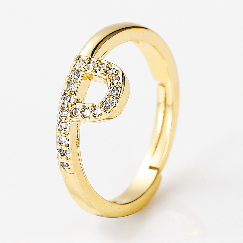 wholesale jewelry 26 English alphabet copper ring Nihaojewelrypicture7