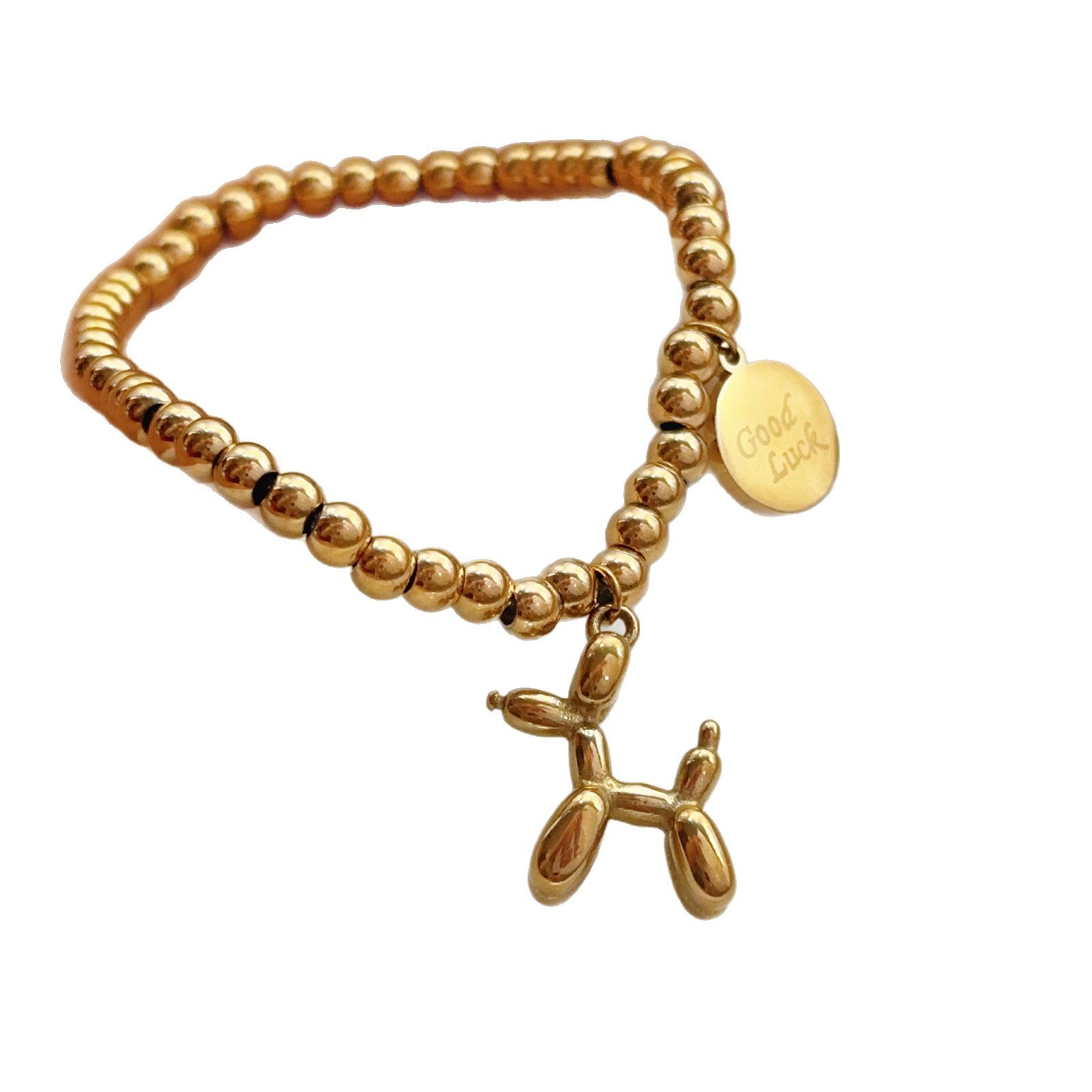 Estilo coreano ins lindo aire cachorro pulsera collar salvaje mujer 18k oro transfronterizo titanio acero joyería no desvanece luz de lujo