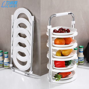 Kitchen Food Preparation Rack Foldable Multi-Layer Food Preparation Tray Countertop Storage Hot Pot Side Dish Tray Vegetable Rack