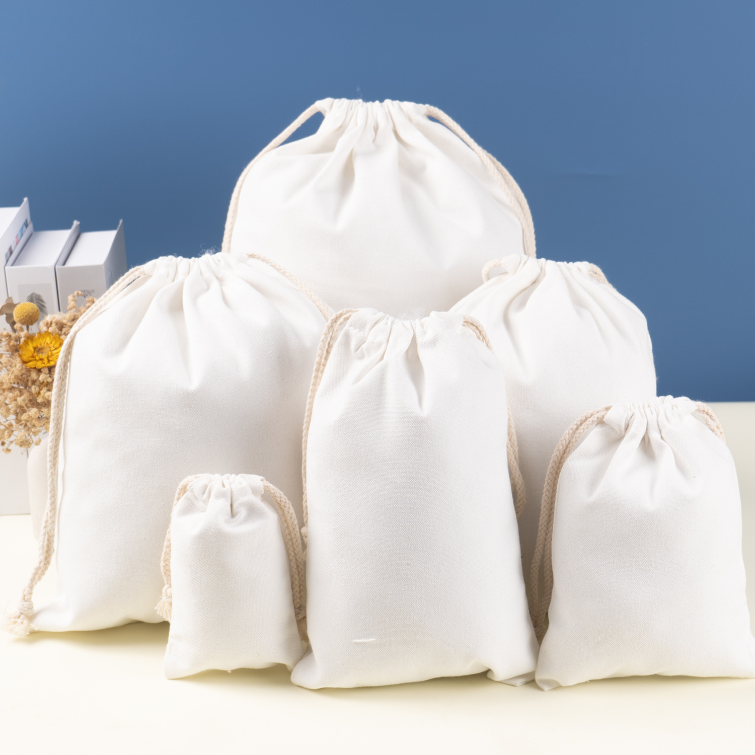 木耳款棉布束口袋制定logo 空白帆布收纳袋 大米抽绳拉绳棉布袋子