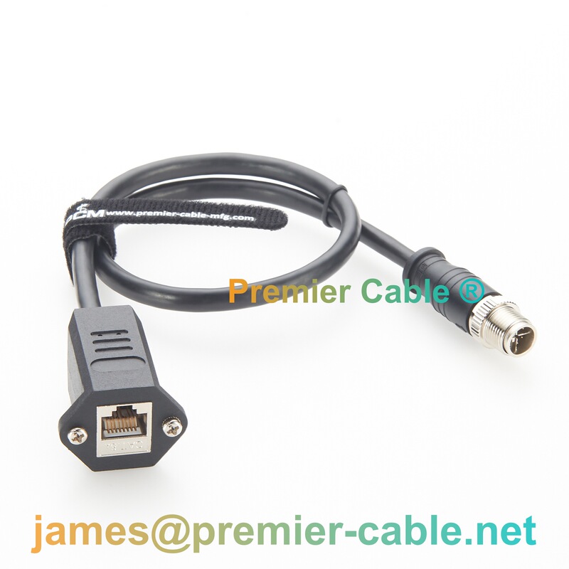 M12 X-Coded to Rj45 Cat6A Industrial Ethernet Cable 8-Pin Gigabit High-Speed Shielded Waterproof Type