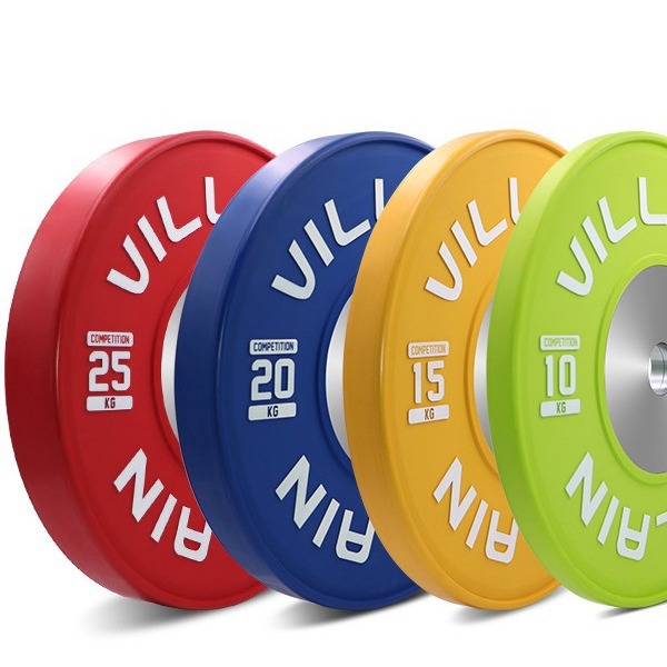 Colorful Competition Barbell Plates with Large Holes for Home Fitness, Rubber-Coated Men's Sports Equipment for Glute Exercises, Strength Training, Solid Core