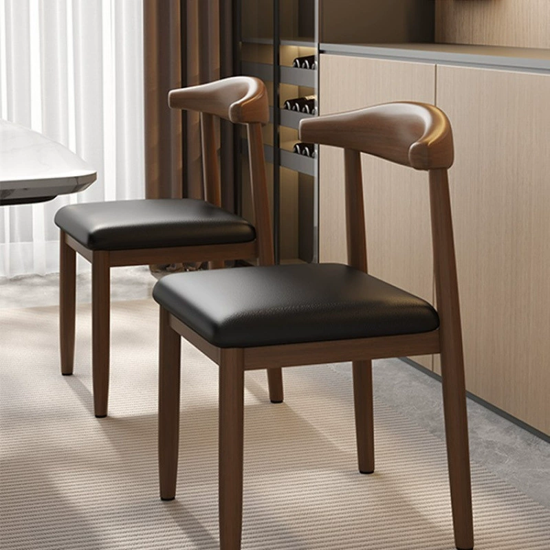 Стул с рогом, стул со спинкой для ресторана, стул для обеденного стола из искусственного дерева, мягкий упаковочный утолщенный бытовой современный простой стул для отдыха