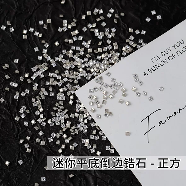 5A Zirconia Square-Shaped 2/2.5/3mm Zirconia Nail Art Rhinestones, Super Shiny Mini Flat-Back Rhinestones, Transparent White Super Shiny