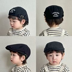 痞帅ins儿童洋气前进帽韩国宝宝刺绣字母贝雷帽男女童鸭舌帽亲子