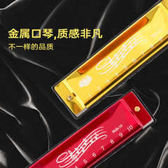 Metal harmonica with boxed wind instrument 10-hole harmonica wholesale student classroom teaching performance accompaniment harmonica