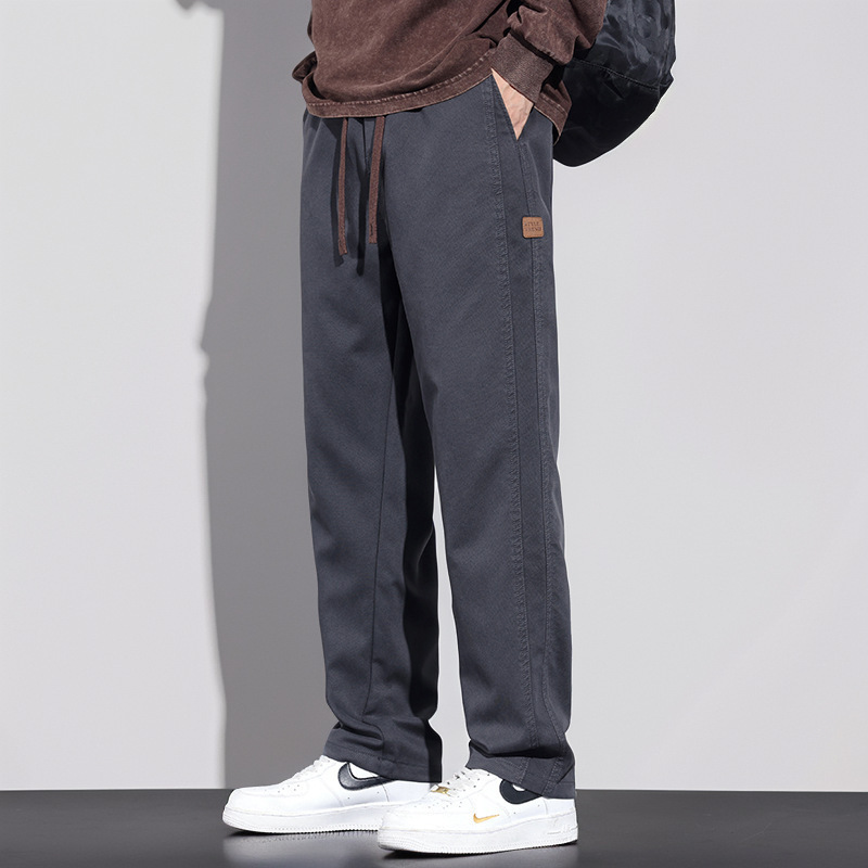 2025春秋季新款宽松休闲裤男士加厚直筒工装裤男款百搭阔腿长裤子|undefined