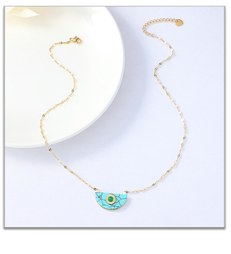 fashion personality semicircular turquoise golden necklacepicture4