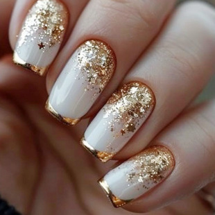 Dressed Armor European Square Gold Thin French Edge Powder Decorated Nail Armor Removable Fake Nail Nails