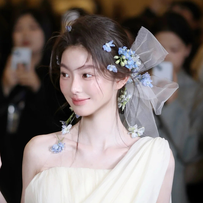 新しいスタイルの小さな新鮮な花の頭飾り、フォレストスタイルのガーランド、高級感と気質、花嫁のドレッシングガウン、花の形、旅行の写真撮影の雰囲気|undefined