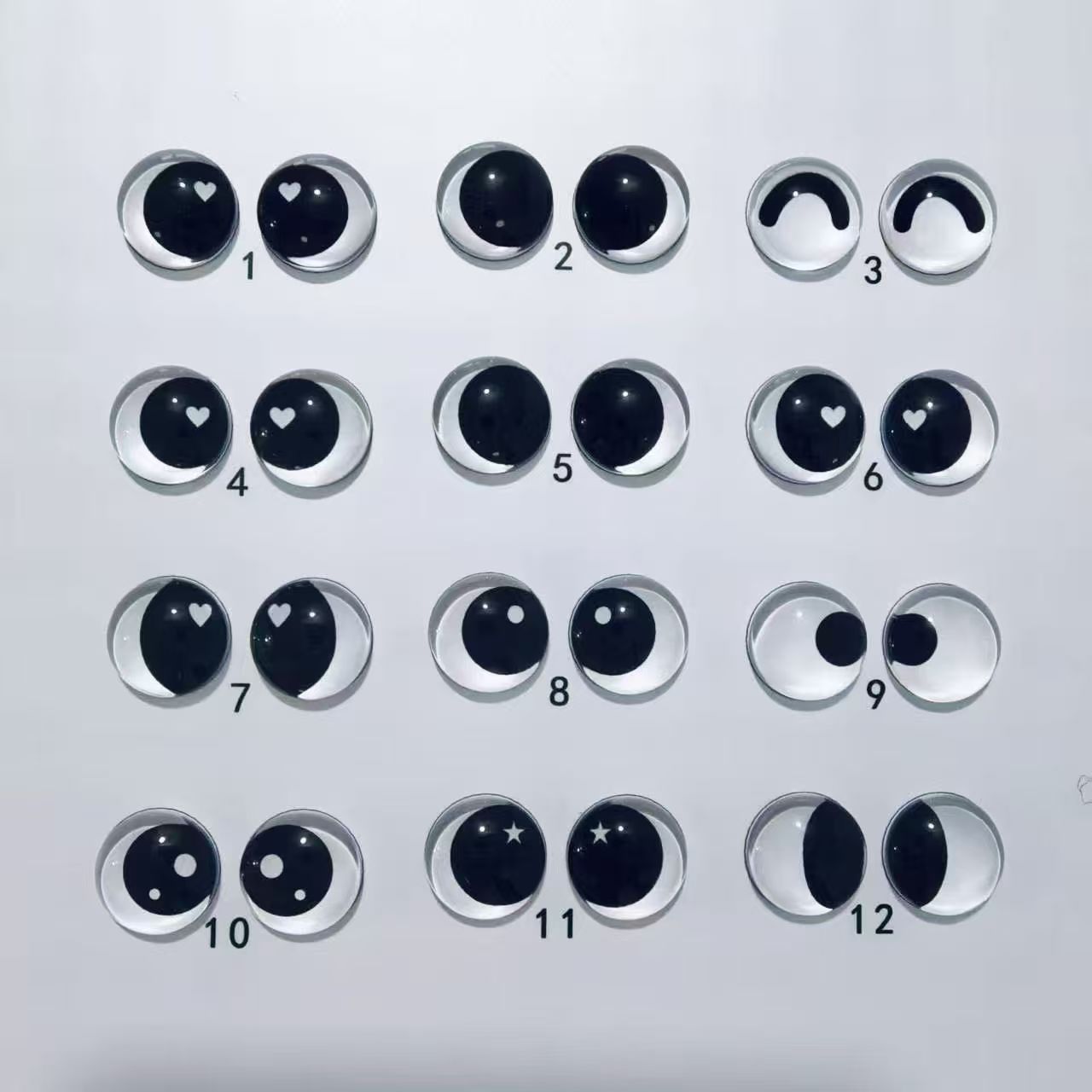 diy饰品配件羊毛毡手工玩偶眼睛毛绒玩具黑白眼睛玻璃仿真眼珠