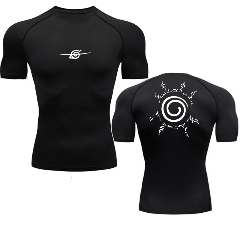 Men's Compression Shirt Anime Sports Quick Dry Gym T-Shirt Fitness Sports Insufficiency Elasticity Elasticity