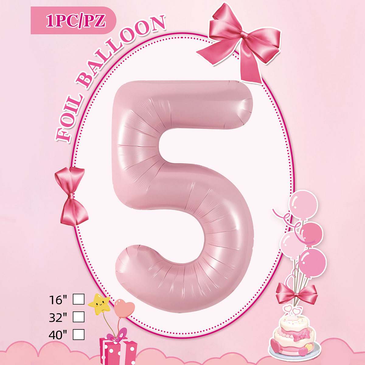 Embalaje de tarjeta de papel independiente digital de cumpleaños impreso en blanco de 32 pulgadas, decoración de fiesta de la versión estadounidense, película de aluminio, decoración de globos de papel de aluminio