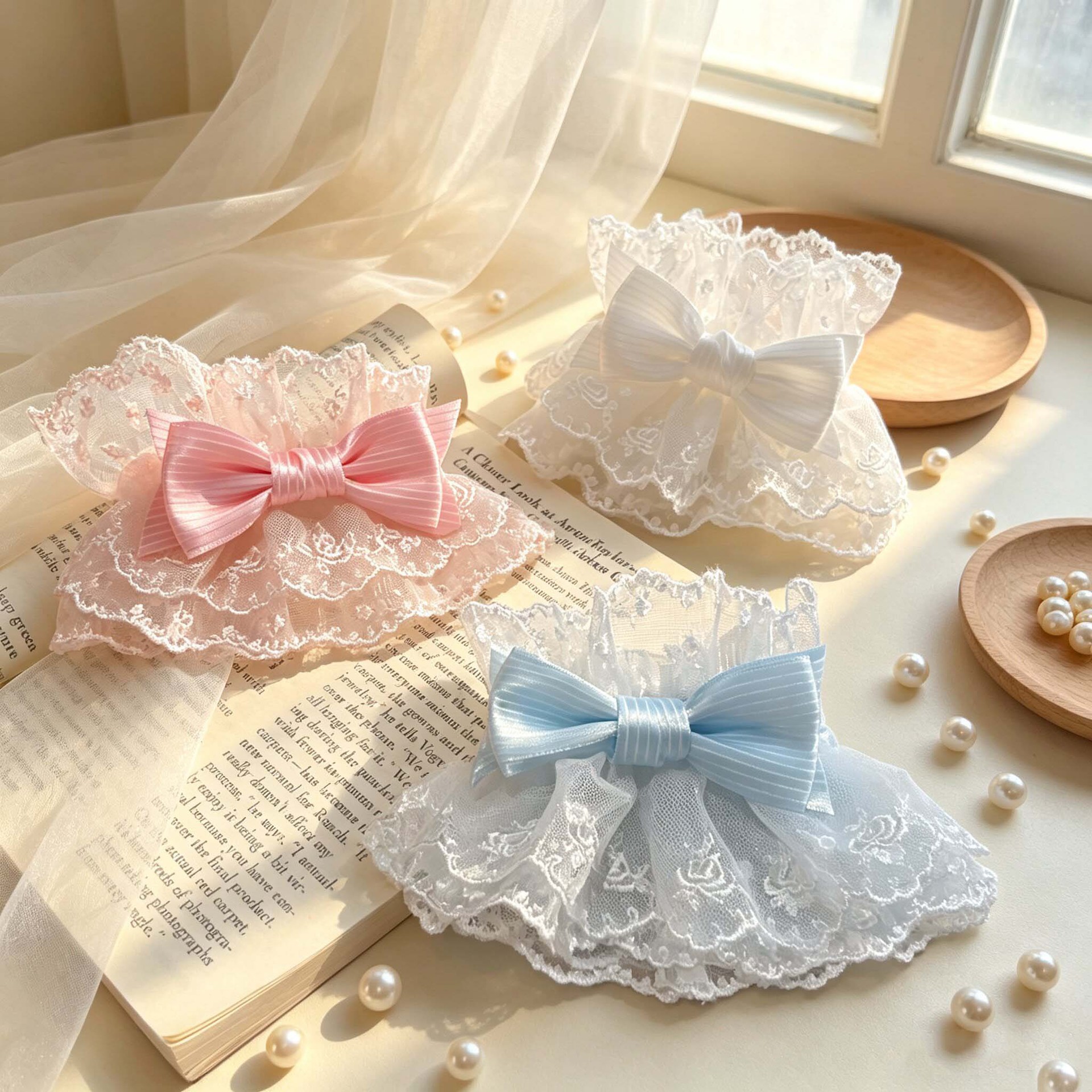 Super de hadas encaje arco de encaje brazaje Lolita accesorios juvenil dulce atmósfera sensación de mangas decorativas