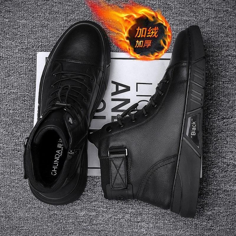 В наличии Обувь большого размера Factory Outlet Мужские универсальные хлопковые ботинки Мужские повседневные ботинки Martin Высокие хлопковые туфли Кожаные туфли