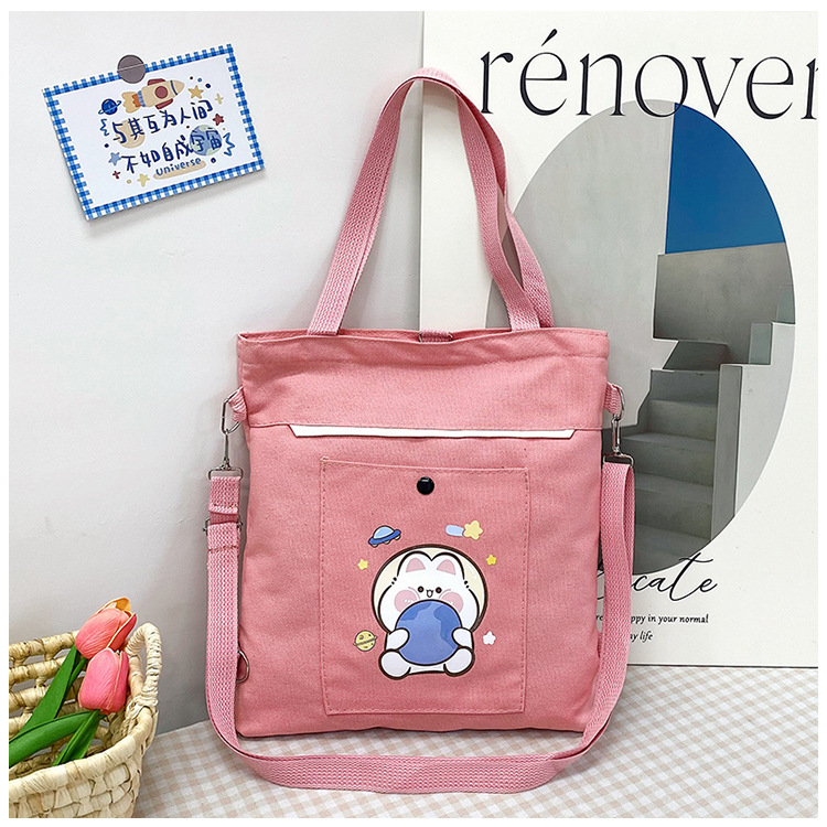 Wholesale of 2025 new cartoon casual canvas bags, large-capacity, fashionable and cute girl single-shoulder bags and tote crossbody bags undefined
