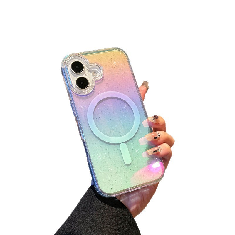 适用苹果17pro手机壳彩镀渐变色17Air透明闪粉iPhone17pro磁吸壳|undefined