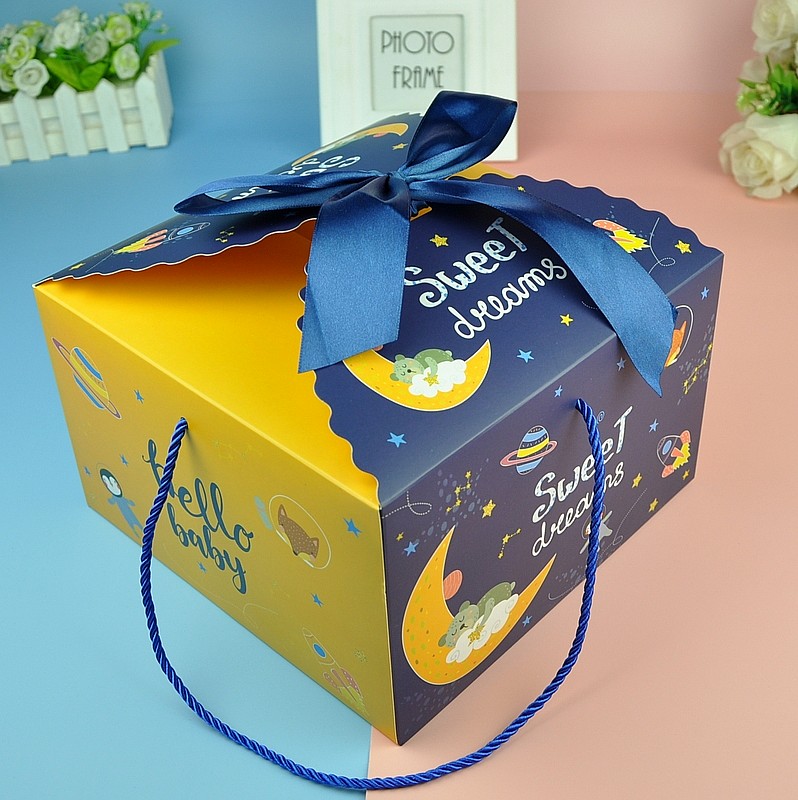 Cumpleaños de bebés de luna llena, 100 días, caja de regalo, caja vacía, caja de dulces de boda portátil, caja de regalo de mano, embalaje de vuelta image 16