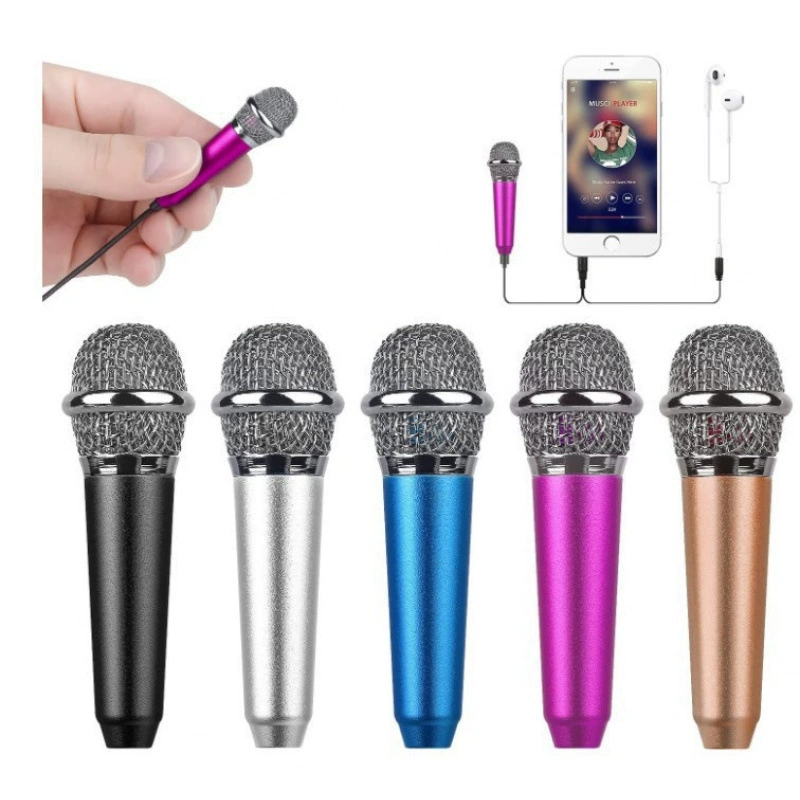 Металлический мини-мобильный телефон микрофон K Song Bar с наушниками