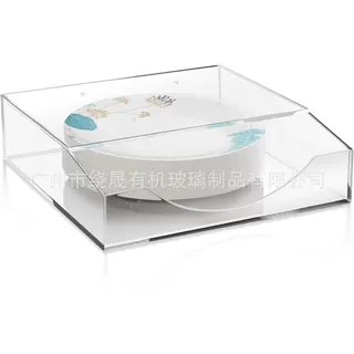 跨境透明亚克力纸盘支架适用于厨房台面户外野餐的粘合纸盘收纳盒