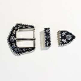 4.0cm内径锌合金Y2K欧美风三件套皮带扣做旧效果针扣扣头五金配件