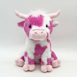 跨境新款 Pink Cow Plush 粉色高地牛 毛绒玩具周边 毛绒玩偶