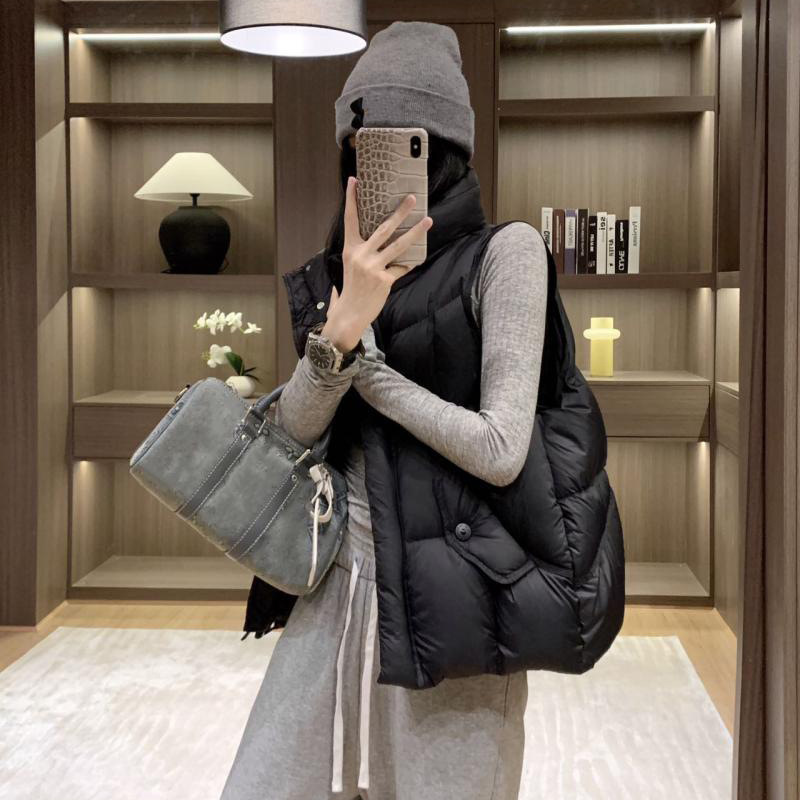 羽绒马甲女短款2025秋冬新款宽松立领轻薄羽绒服背心坎肩马夹外套|undefined