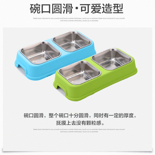 Factory direct sales pet bowl double bowl two-in-one feeding and drinking dog bowl cat bowl stainless steel dog bowl