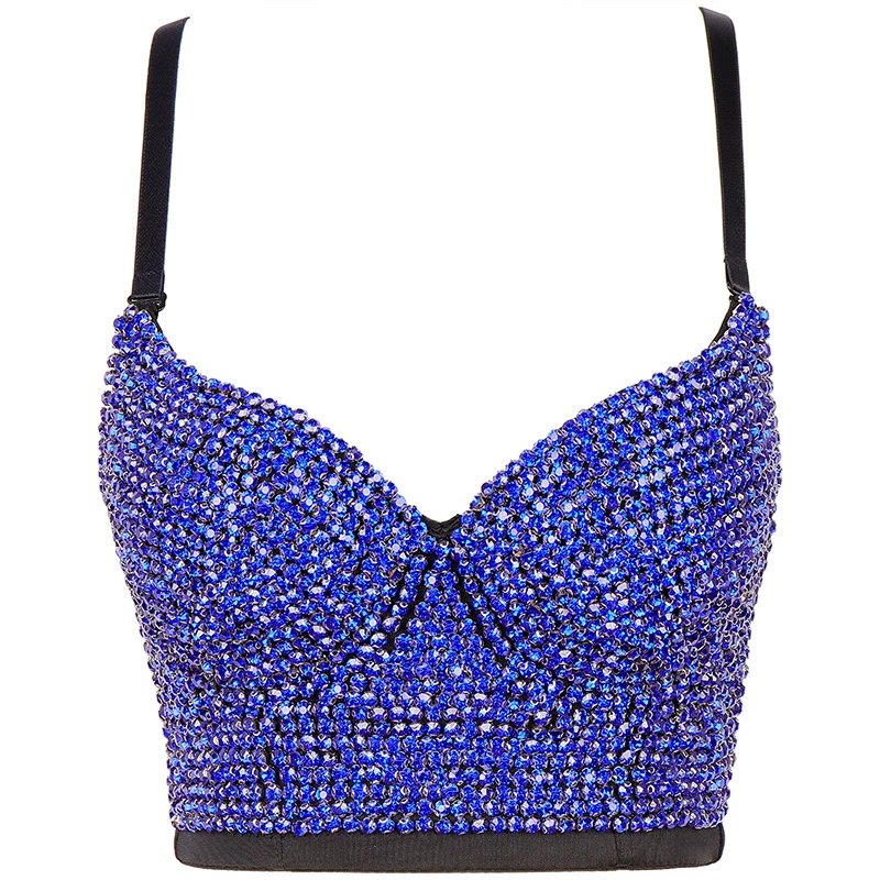 Sling Bralette (Lu Qiu) Embellished with Rhinestones & Beads, Colors, Sizes 34B–40C