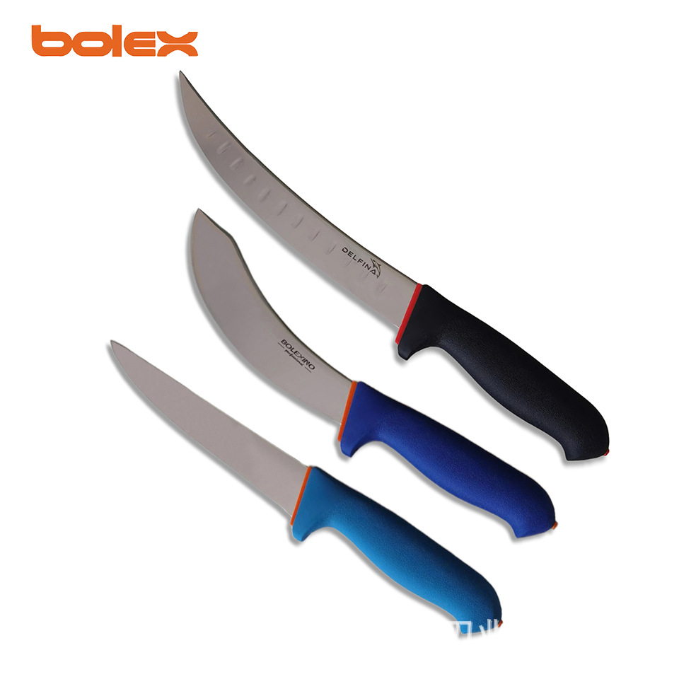双色柄屠夫屠宰刀套装剥皮刀牛排刀剔骨刀牛肉牛排刀沟槽齿flu